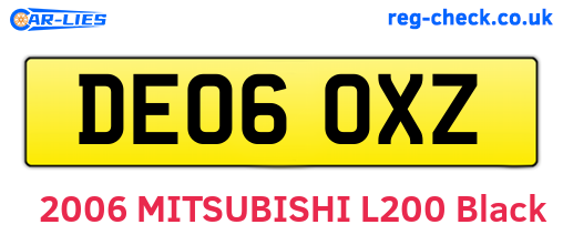 DE06OXZ are the vehicle registration plates.