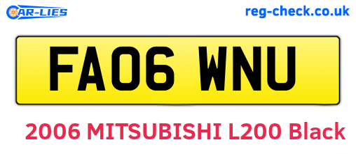 FA06WNU are the vehicle registration plates.