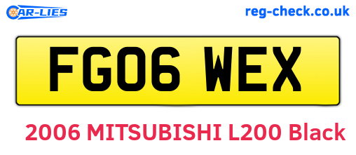 FG06WEX are the vehicle registration plates.