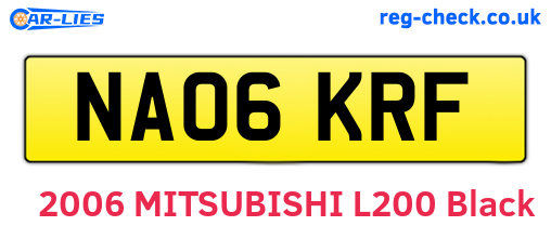 NA06KRF are the vehicle registration plates.