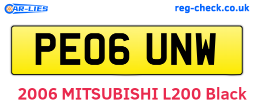 PE06UNW are the vehicle registration plates.