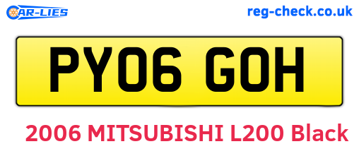 PY06GOH are the vehicle registration plates.