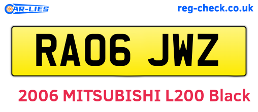 RA06JWZ are the vehicle registration plates.
