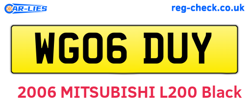 WG06DUY are the vehicle registration plates.