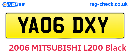 YA06DXY are the vehicle registration plates.