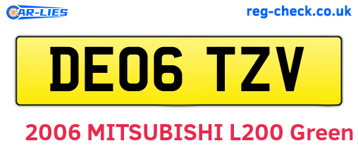 DE06TZV are the vehicle registration plates.