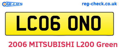 LC06ONO are the vehicle registration plates.