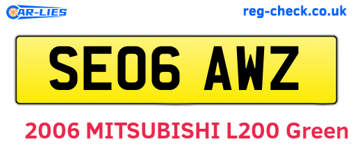 SE06AWZ are the vehicle registration plates.