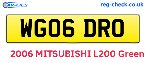 WG06DRO are the vehicle registration plates.