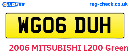 WG06DUH are the vehicle registration plates.