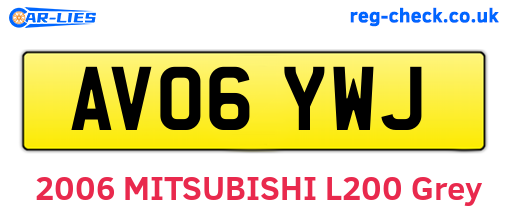 AV06YWJ are the vehicle registration plates.