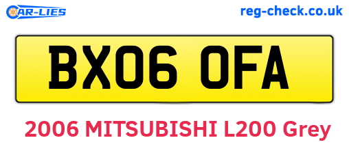 BX06OFA are the vehicle registration plates.