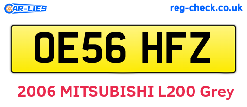 OE56HFZ are the vehicle registration plates.