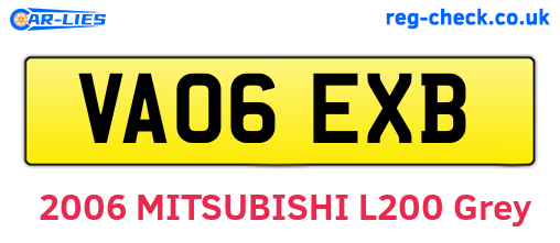 VA06EXB are the vehicle registration plates.