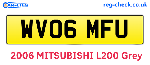 WV06MFU are the vehicle registration plates.
