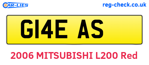 G14EAS are the vehicle registration plates.