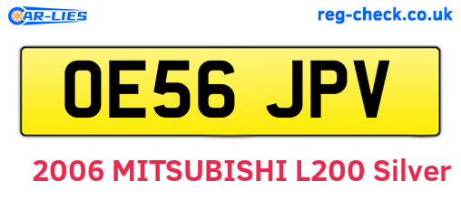 OE56JPV are the vehicle registration plates.