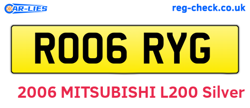 RO06RYG are the vehicle registration plates.