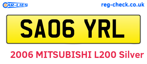 SA06YRL are the vehicle registration plates.