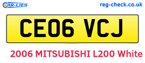 CE06VCJ are the vehicle registration plates.