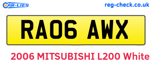 RA06AWX are the vehicle registration plates.