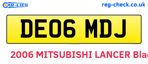DE06MDJ are the vehicle registration plates.