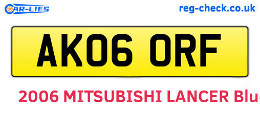 AK06ORF are the vehicle registration plates.