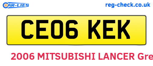 CE06KEK are the vehicle registration plates.