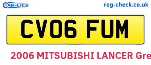 CV06FUM are the vehicle registration plates.