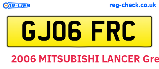 GJ06FRC are the vehicle registration plates.