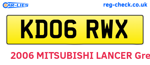 KD06RWX are the vehicle registration plates.
