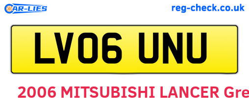 LV06UNU are the vehicle registration plates.