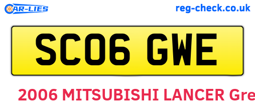 SC06GWE are the vehicle registration plates.