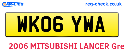 WK06YWA are the vehicle registration plates.