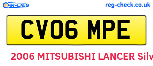 CV06MPE are the vehicle registration plates.