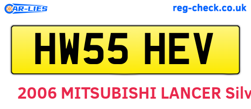 HW55HEV are the vehicle registration plates.