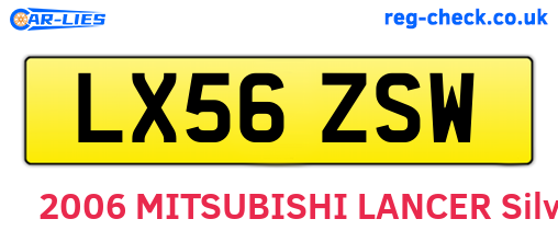 LX56ZSW are the vehicle registration plates.