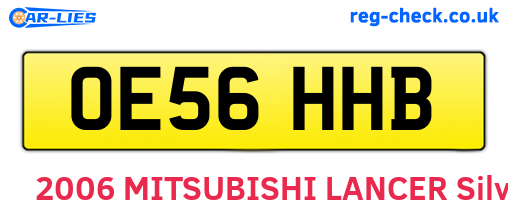 OE56HHB are the vehicle registration plates.