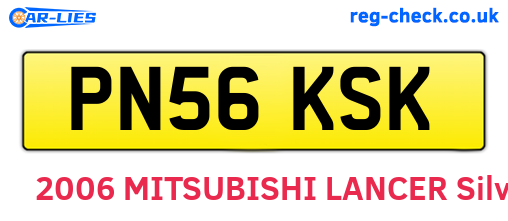 PN56KSK are the vehicle registration plates.