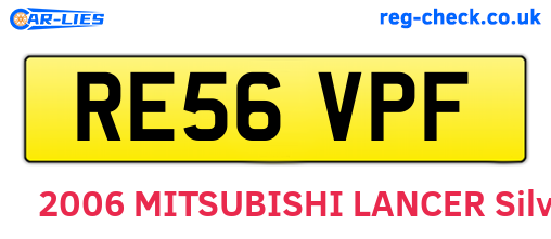 RE56VPF are the vehicle registration plates.