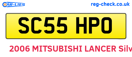 SC55HPO are the vehicle registration plates.