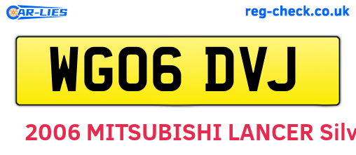 WG06DVJ are the vehicle registration plates.