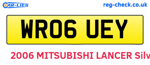 WR06UEY are the vehicle registration plates.