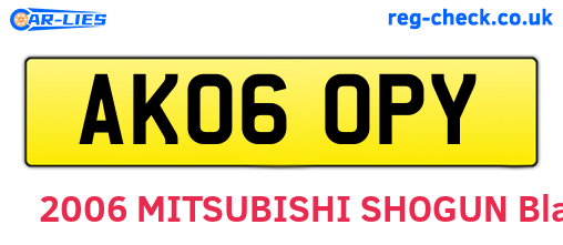 AK06OPY are the vehicle registration plates.