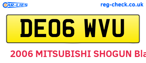 DE06WVU are the vehicle registration plates.