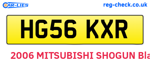 HG56KXR are the vehicle registration plates.