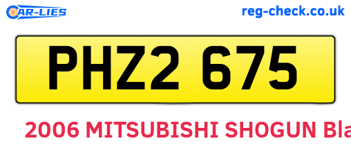PHZ2675 are the vehicle registration plates.