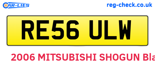 RE56ULW are the vehicle registration plates.