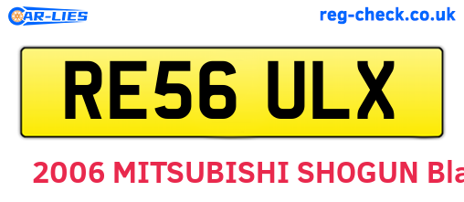 RE56ULX are the vehicle registration plates.