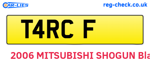T4RCF are the vehicle registration plates.